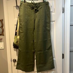 Gap size 10 green wide leg linen pants